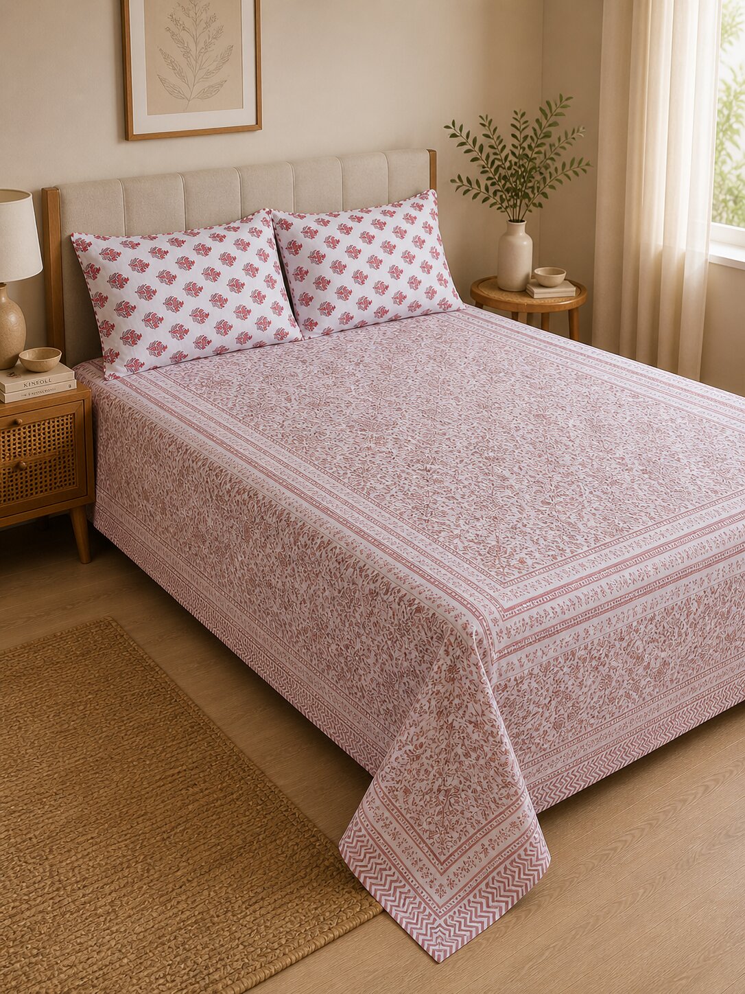 Croff Premium Cotton King Size Bedsheet Set