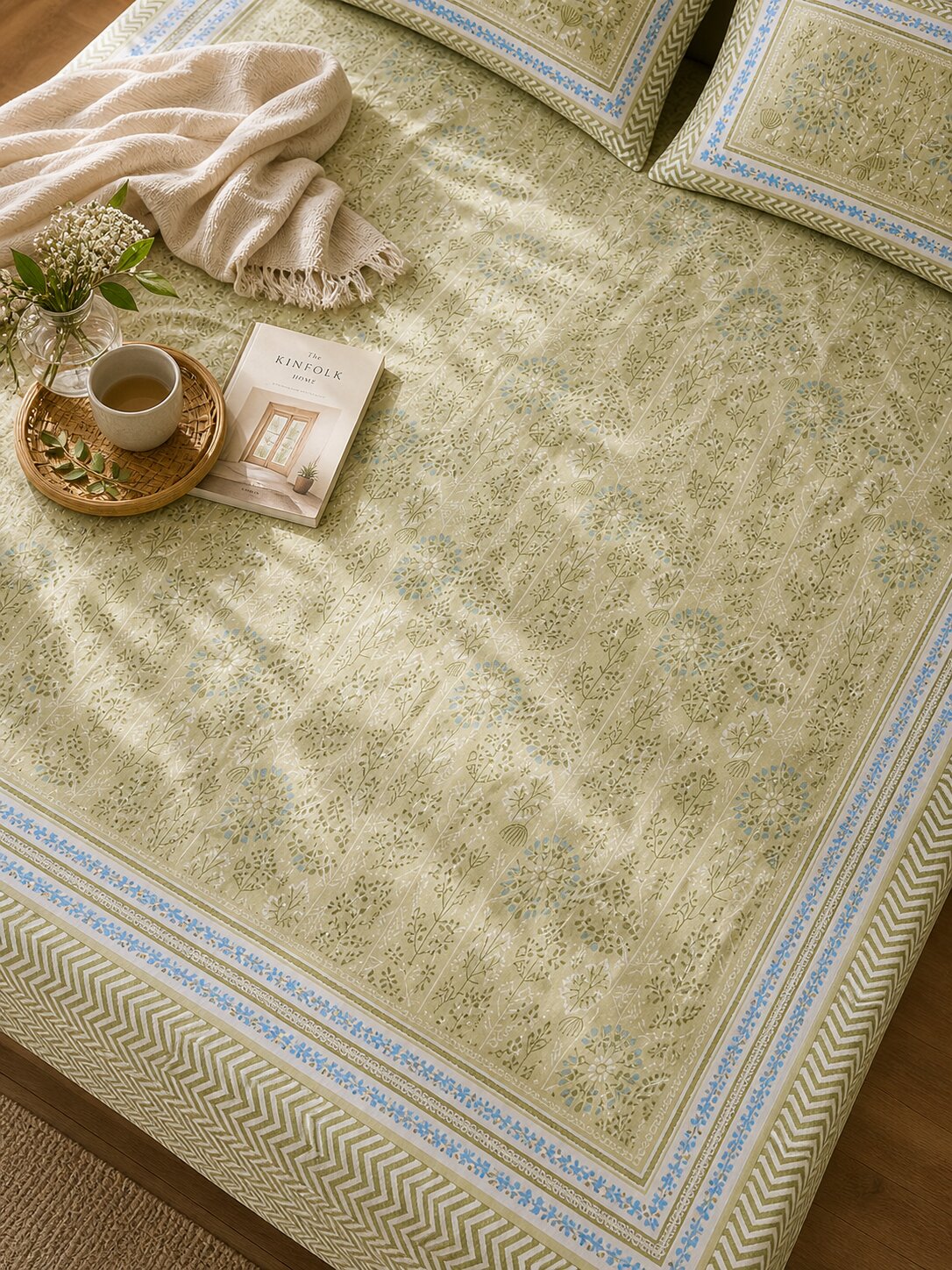 CROFF Premium Cotton Bedsheet King Size (90 x 108 inches) | 2 Pillow Covers Included