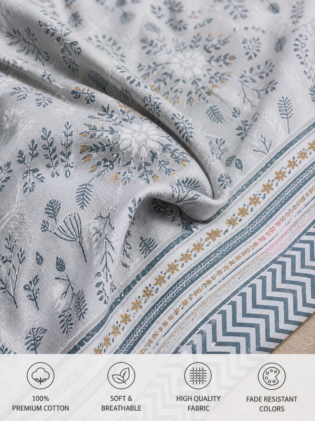 CROFF Premium Cotton Bedsheet King Size (90 x 108 inches) | 2 Pillow Covers Included