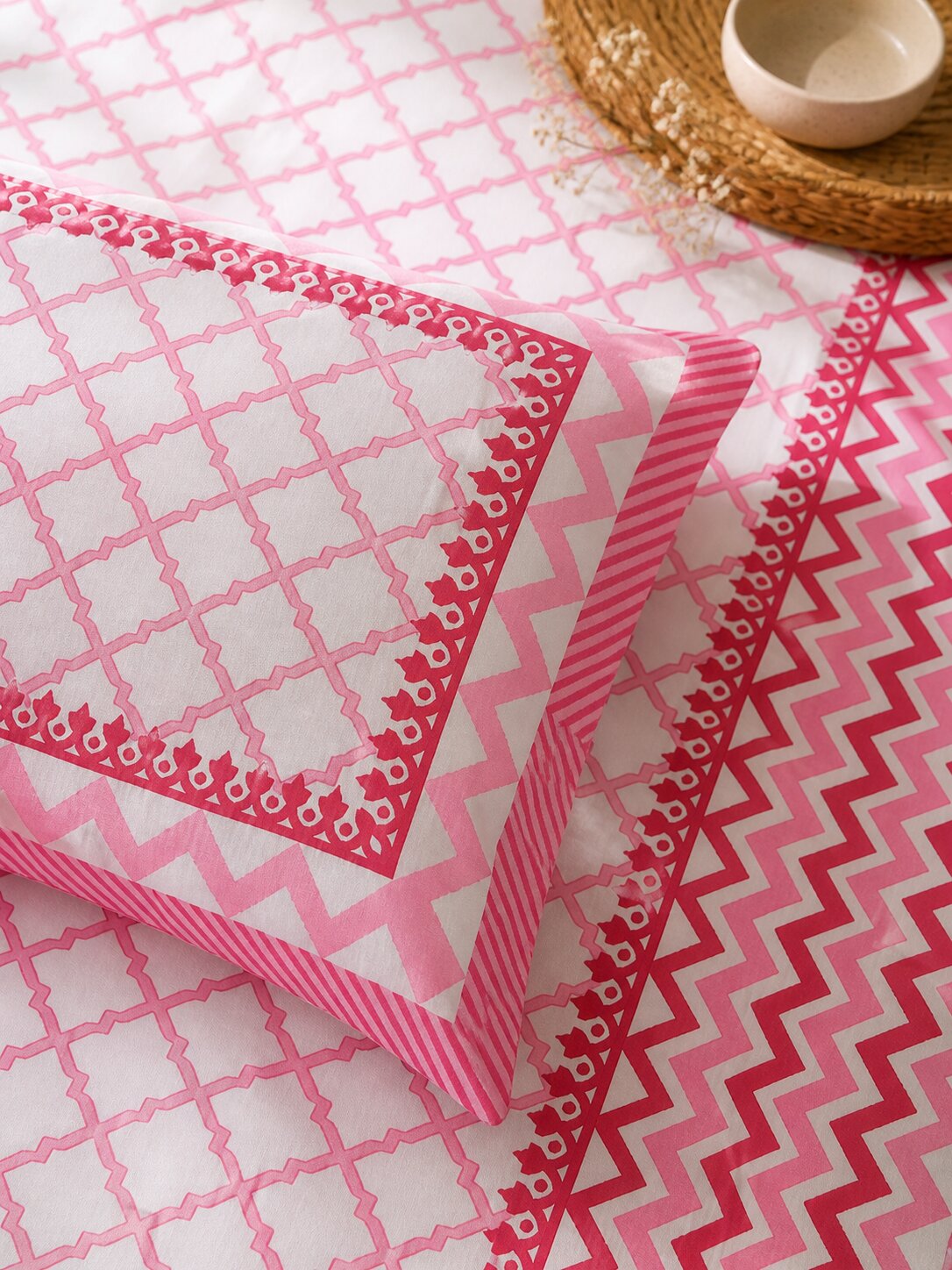 CROFF Premium Cotton Bedsheet King Size (90 x 108 inches) | 2 Pillow Covers Included