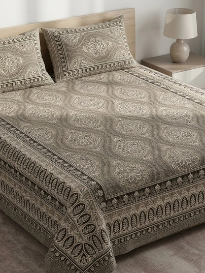 Croff Jaipuri Printed Cotton King Size Bedsheet 93X108
