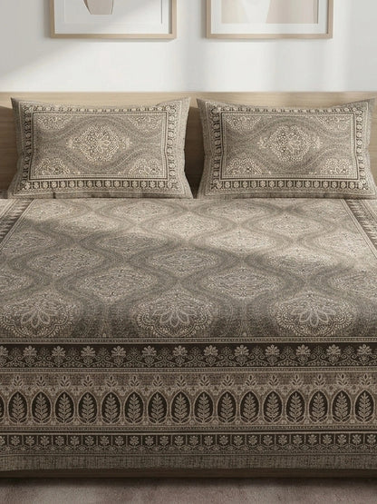 Croff Jaipuri Printed Cotton King Size Bedsheet 93X108