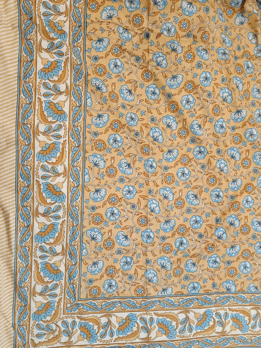 Croff Jaipuri Block Printed Cotton Floral King Size Bedsheet