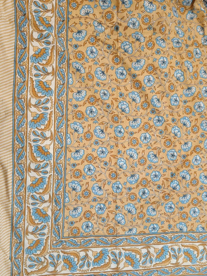 Croff Jaipuri Block Printed Cotton Floral King Size Bedsheet