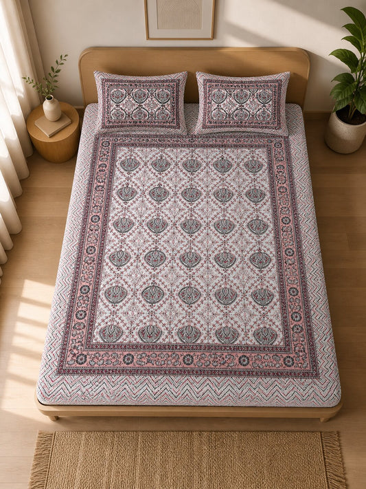 CROFF Premium Cotton Bedsheet – King Size (90 x 108 inches)
