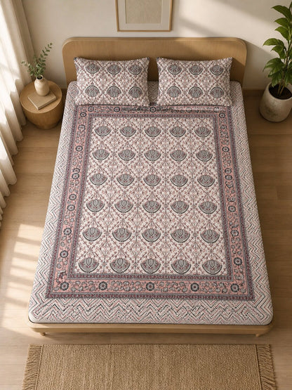 CROFF Premium Cotton Bedsheet – King Size (90 x 108 inches)