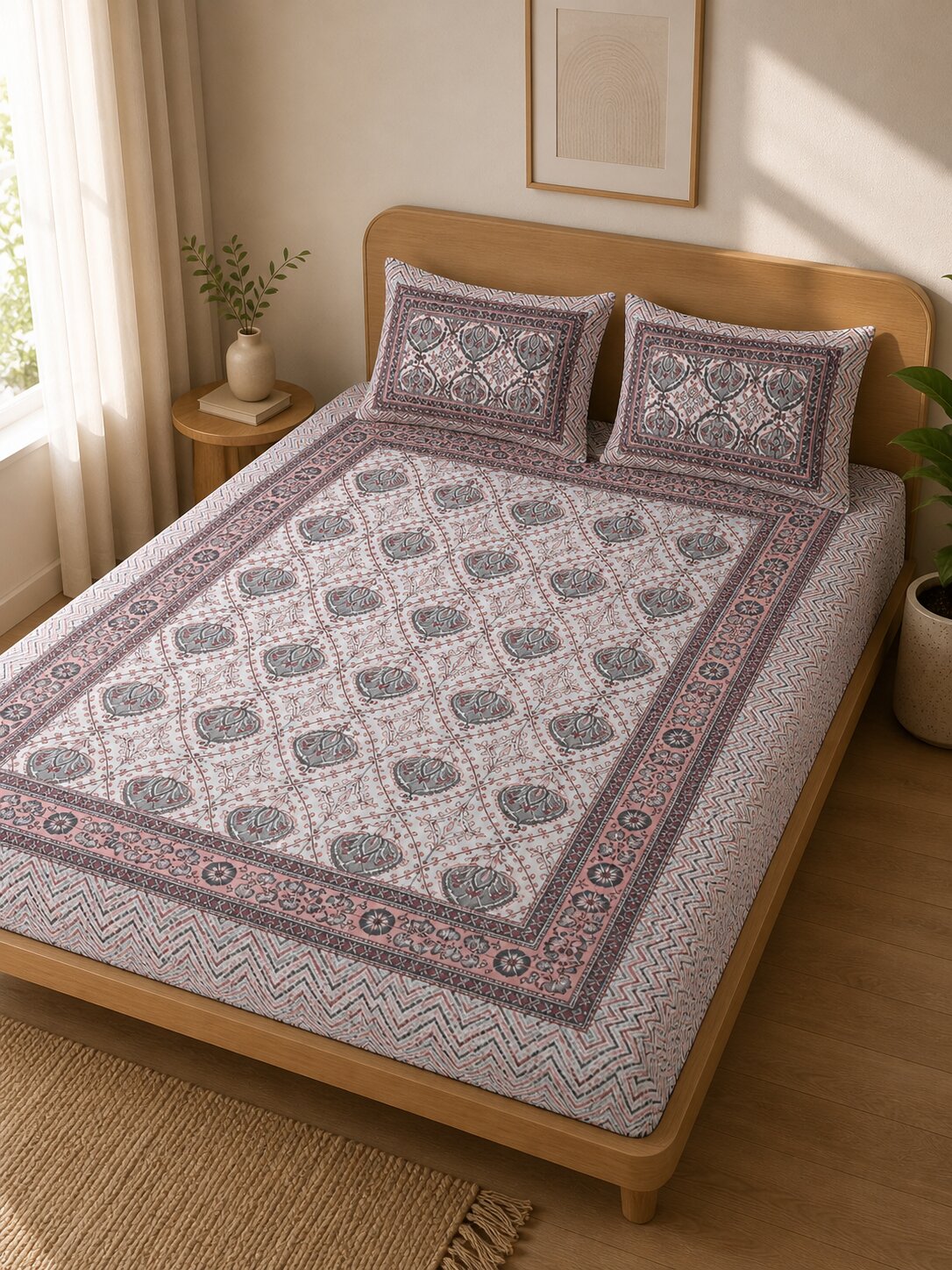 CROFF Premium Cotton Bedsheet – King Size (90 x 108 inches)