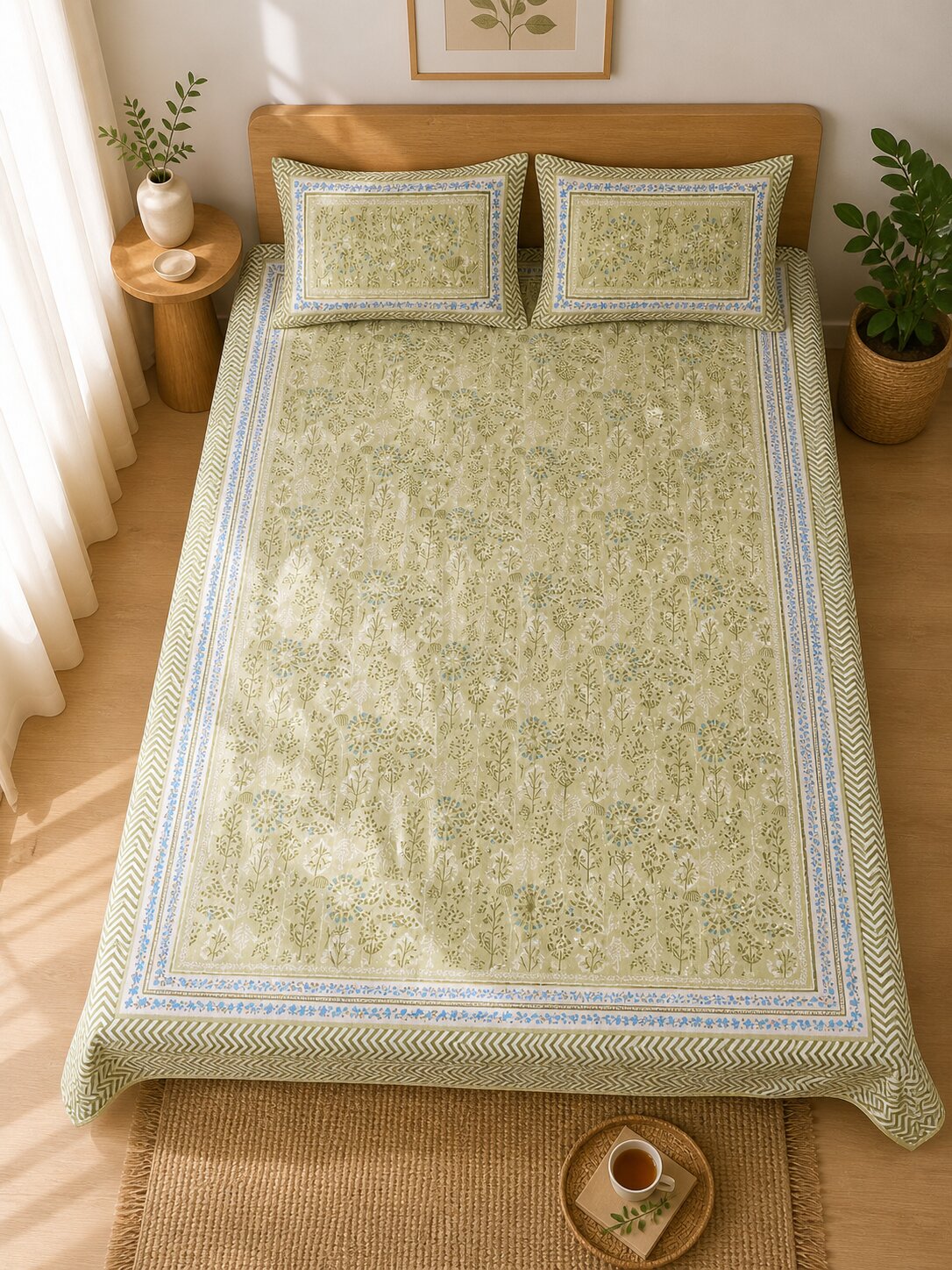 CROFF Premium Cotton Bedsheet King Size (90 x 108 inches) | 2 Pillow Covers Included
