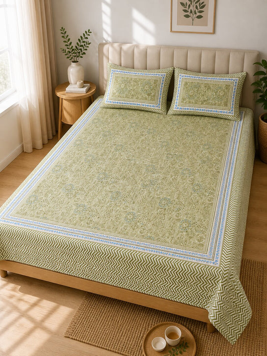 CROFF Premium Cotton Bedsheet King Size (90 x 108 inches) | 2 Pillow Covers Included