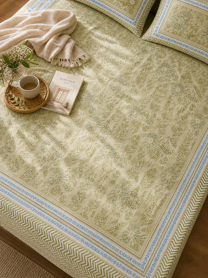 CROFF Premium Cotton Bedsheet King Size (90 x 108 inches) | 2 Pillow Covers Included