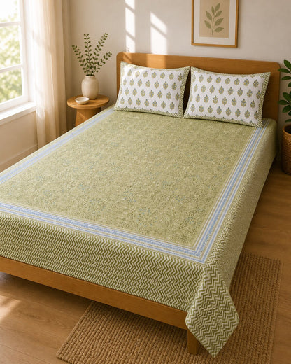 CROFF Premium Cotton Bedsheet King Size (90 x 108 inches) | 2 Pillow Covers Included