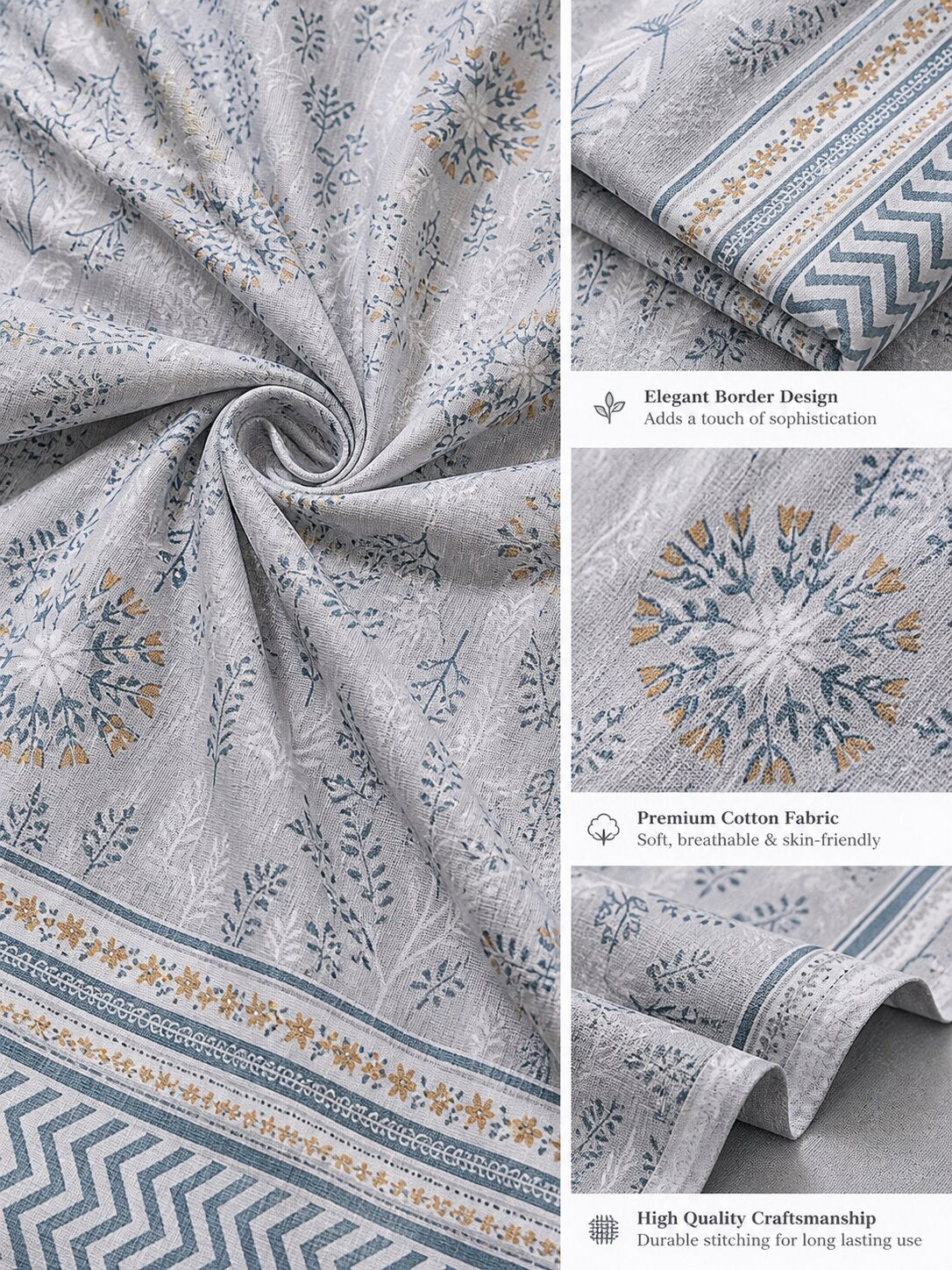 CROFF Premium Cotton Bedsheet King Size (90 x 108 inches) | 2 Pillow Covers Included