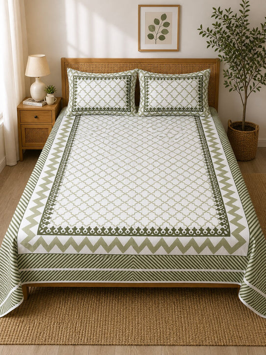 CROFF Premium Cotton Bedsheet King Size (90 x 108 inches) | 2 Pillow Covers Included