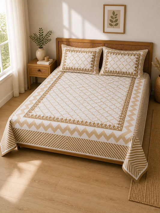 CROFF Premium Cotton Bedsheet King Size (90 x 108 inches) | 2 Pillow Covers Included
