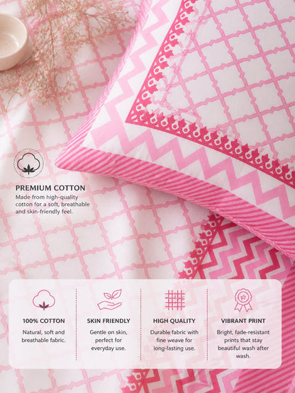 CROFF Premium Cotton Bedsheet King Size (90 x 108 inches) | 2 Pillow Covers Included