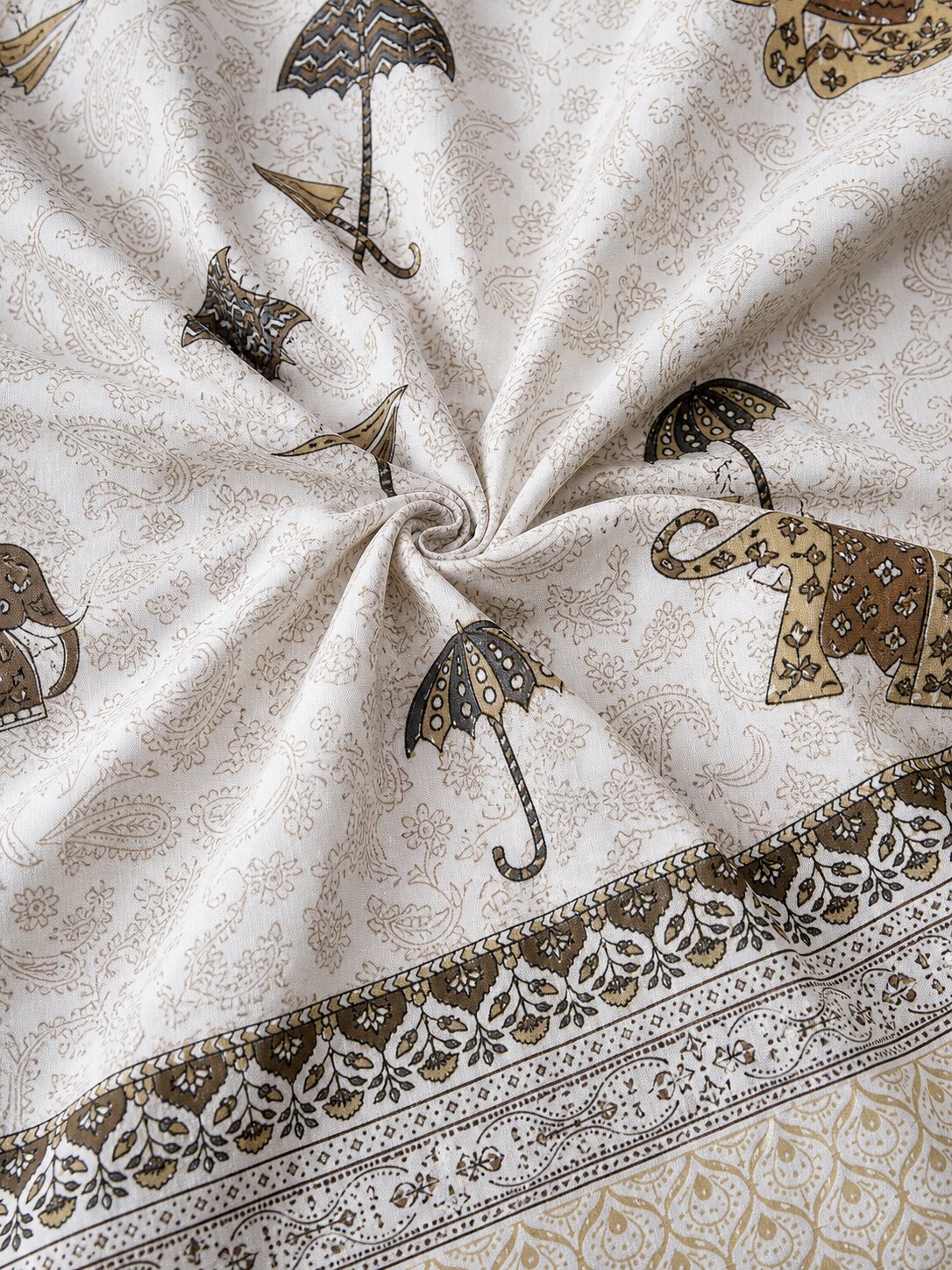 Croff Premium Cotton King Size Bedsheet with 2 Pillow Covers (90 x 108 inches) | Elegant Elephant Print