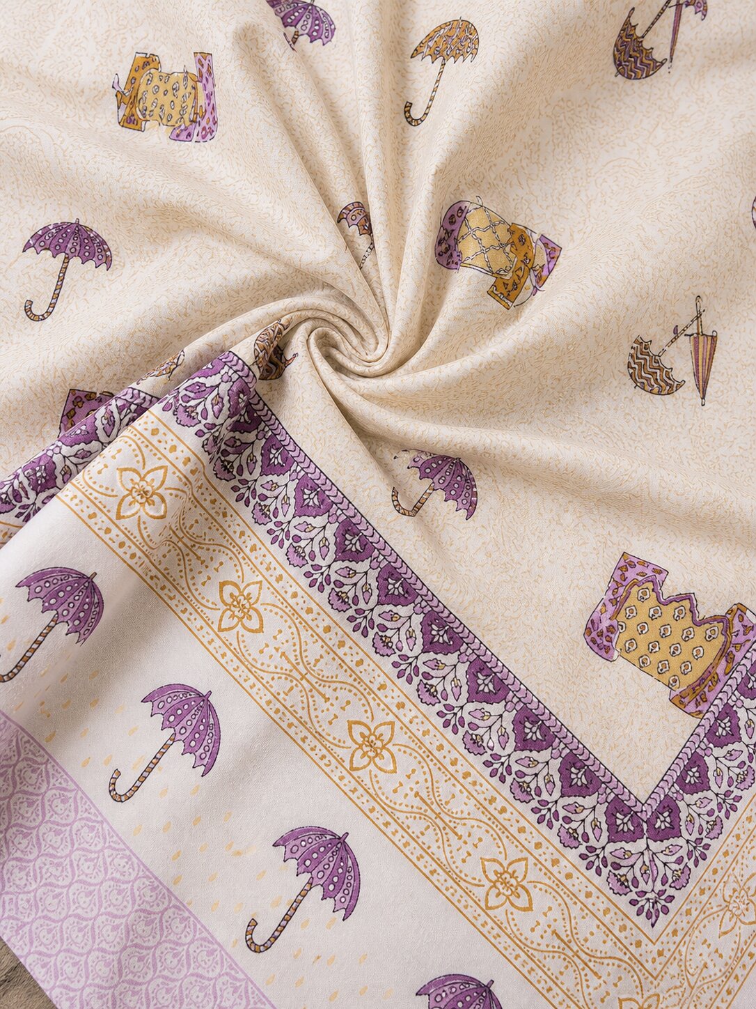 Croff Premium Cotton King Size Bedsheet with 2 Pillow Covers (90 x 108 inches) | Pink Elephant Print with Umbrella Border