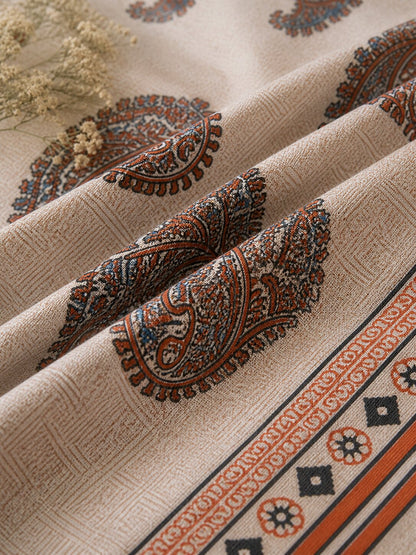 CROFF Premium Cotton King Size Bedsheet with 2 Pillow Covers – Rust Orange Paisley Jaipuri Print (90 x 108 inches)