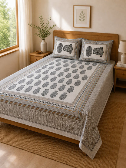 CROFF Premium Cotton King Size Bedsheet Set with 2 Pillow Covers