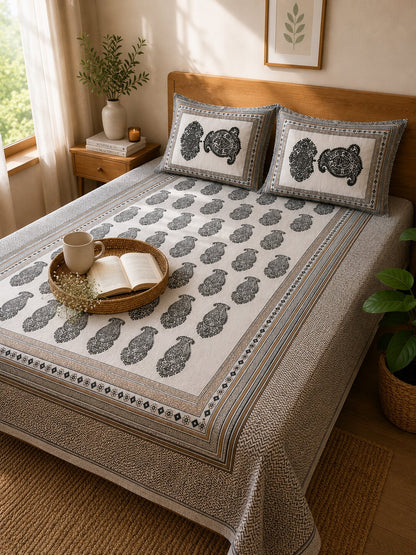 CROFF Premium Cotton King Size Bedsheet Set with 2 Pillow Covers