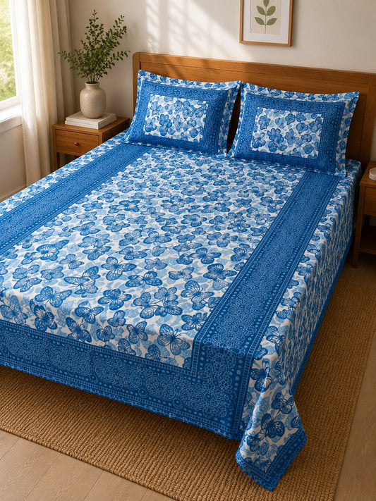 CROFF Premium Cotton Queen Size Bedsheet Set with 2 Pillow Covers