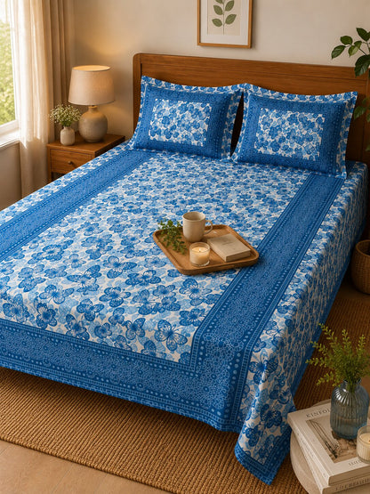 CROFF Premium Cotton Queen Size Bedsheet Set with 2 Pillow Covers
