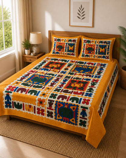 CROFF Premium Cotton Queen Size Bedsheet Set with 2 Pillow Covers