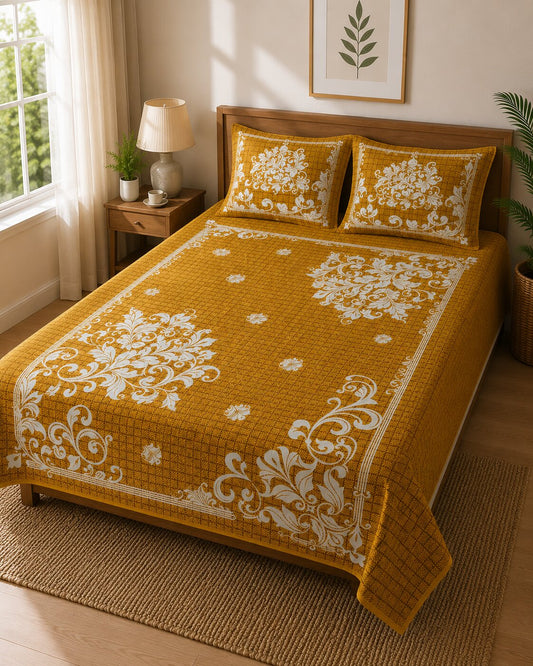 CROFF Premium Cotton Queen Size Bedsheet Set with 2 Pillow Covers