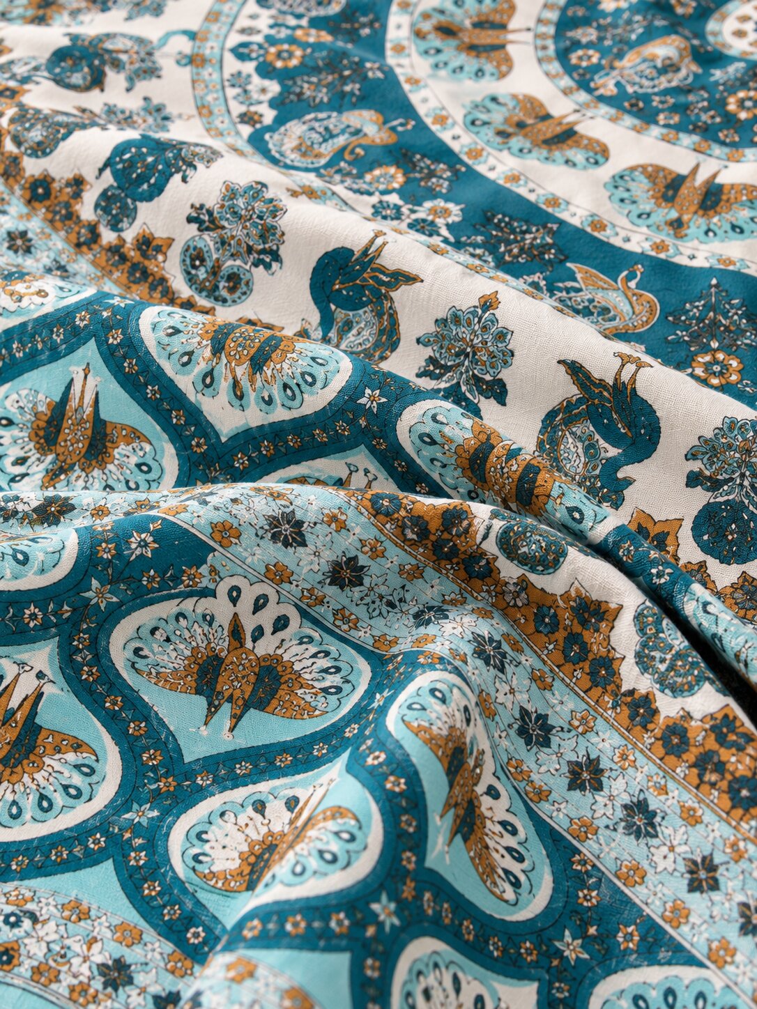 CROFF Teal Blue Traditional Mandala Print Pure Cotton King Size Bedsheet with 2 Pillow Covers
