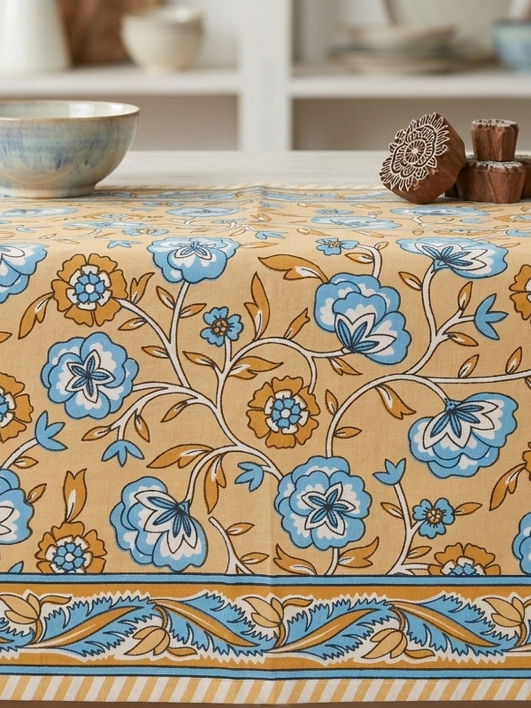 Croff Jaipuri Block Printed Cotton Floral King Size Bedsheet
